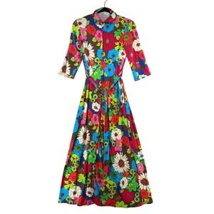 CalIban Shirt Dress Women Size 44IT 8 Belted Collared Button Up Skin Like Belted